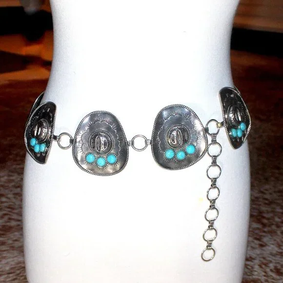 Southwest Sombrero Hat Medallion Belt - Size L/XL - Picture 1 of 13